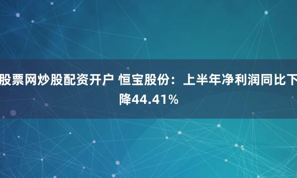 股票网炒股配资开户 恒宝股份：上半年净利润同比下降44.41%